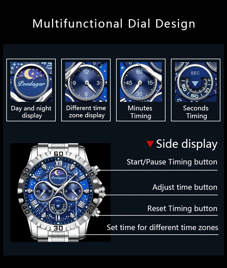 POEDAGAR - Luxury Watch for Man Quartz Sports Men