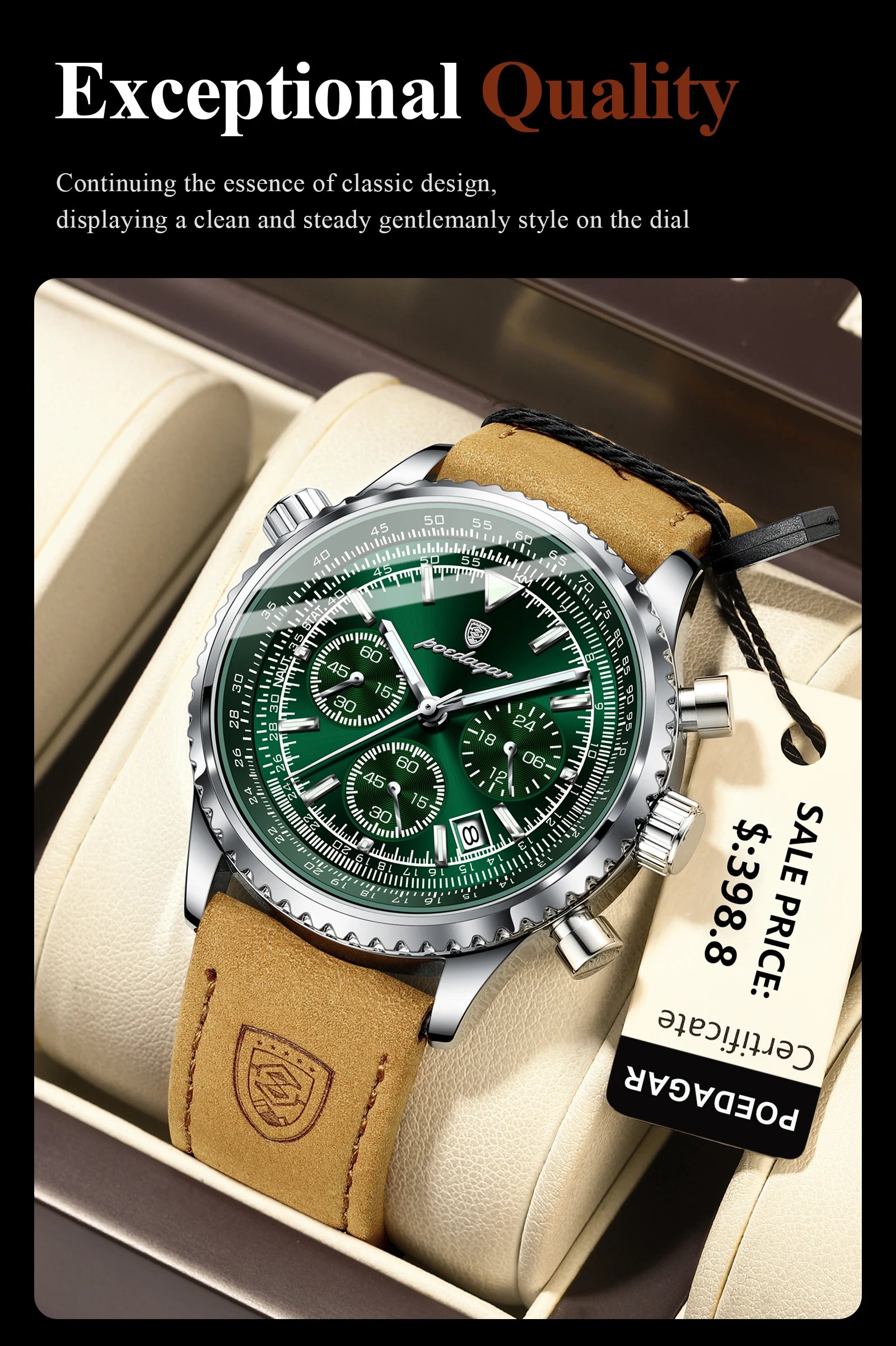 POEDAGAR Top Luxury Men Clock Waterproof