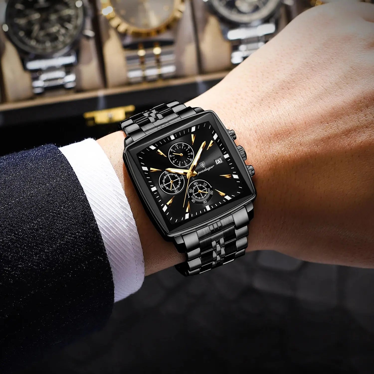 POEDAGAR  Chronograph Square Man
