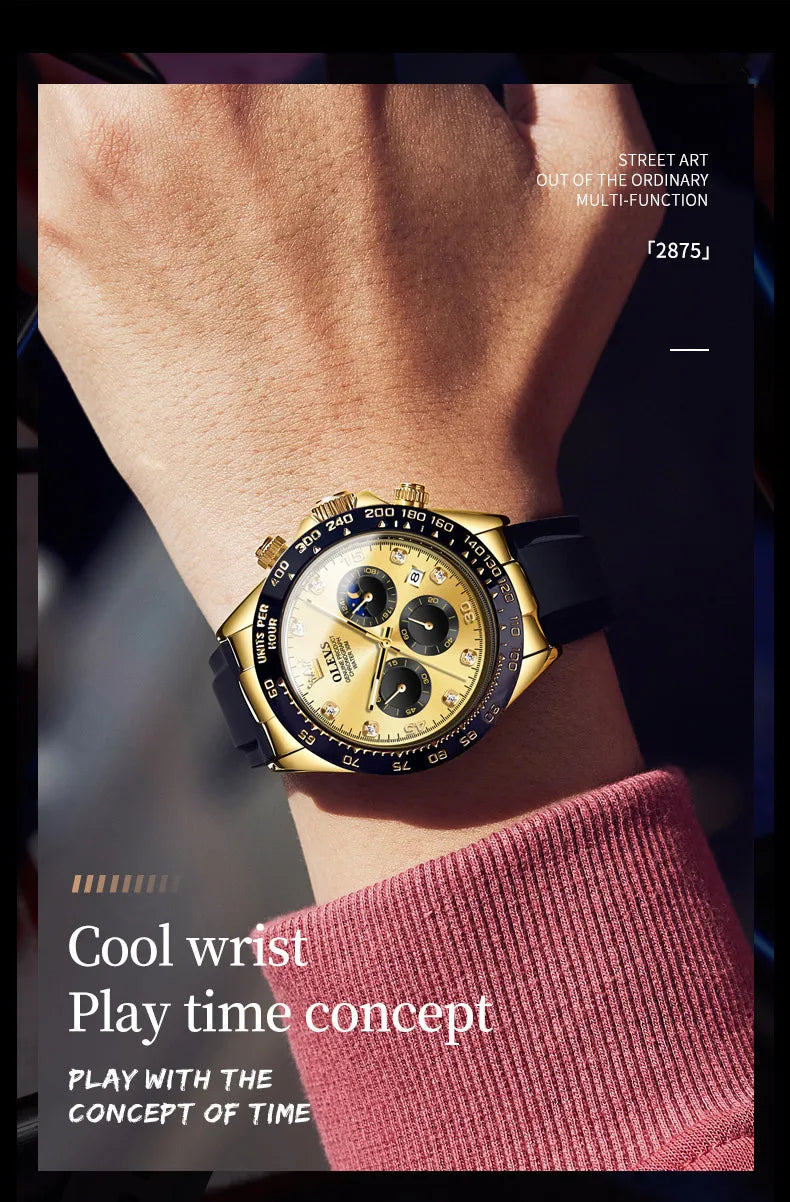 TIME HORAS  19 OLEVS 2875 Luxury Men Watch Quartz Man Watches Waterproof Luminous Top Brand Watch for Men Date Chronograph Sport Wristwatch
