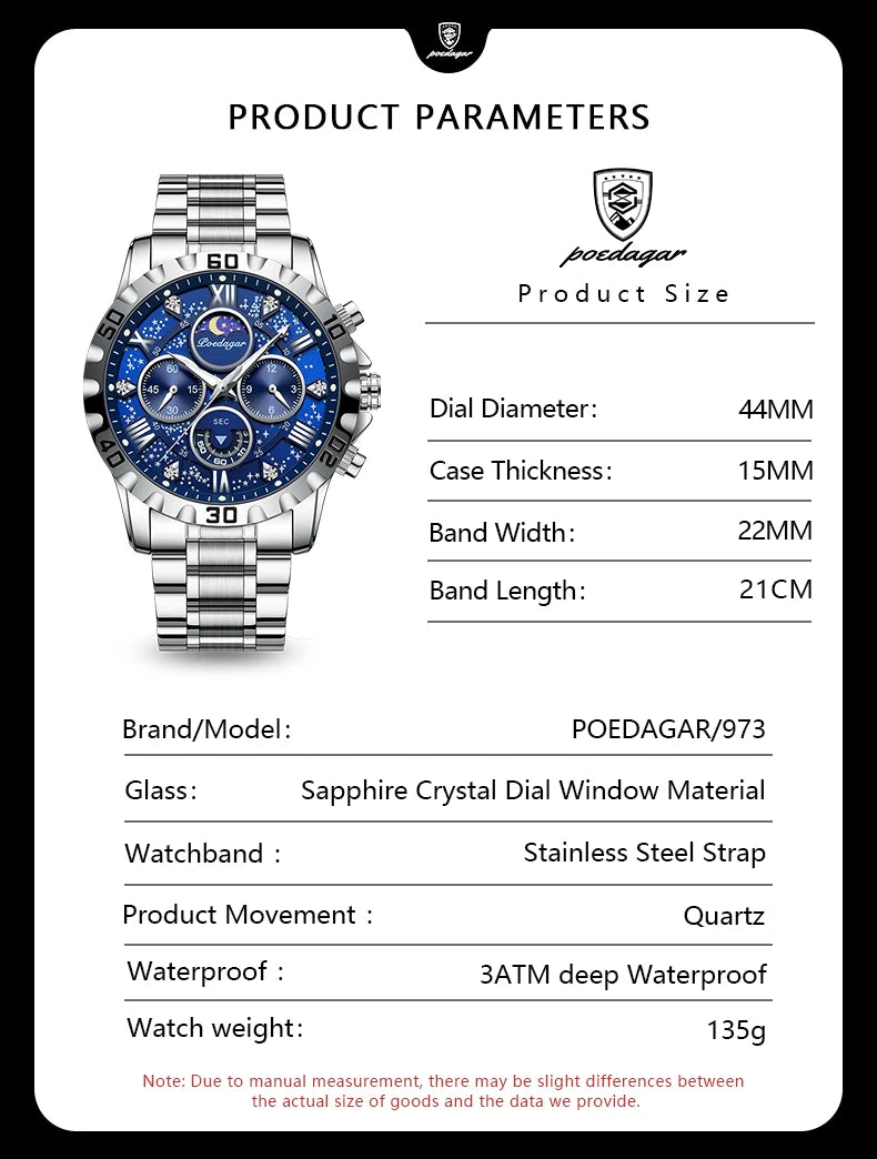 POEDAGAR - Luxury Watch for Man Quartz Sports Men