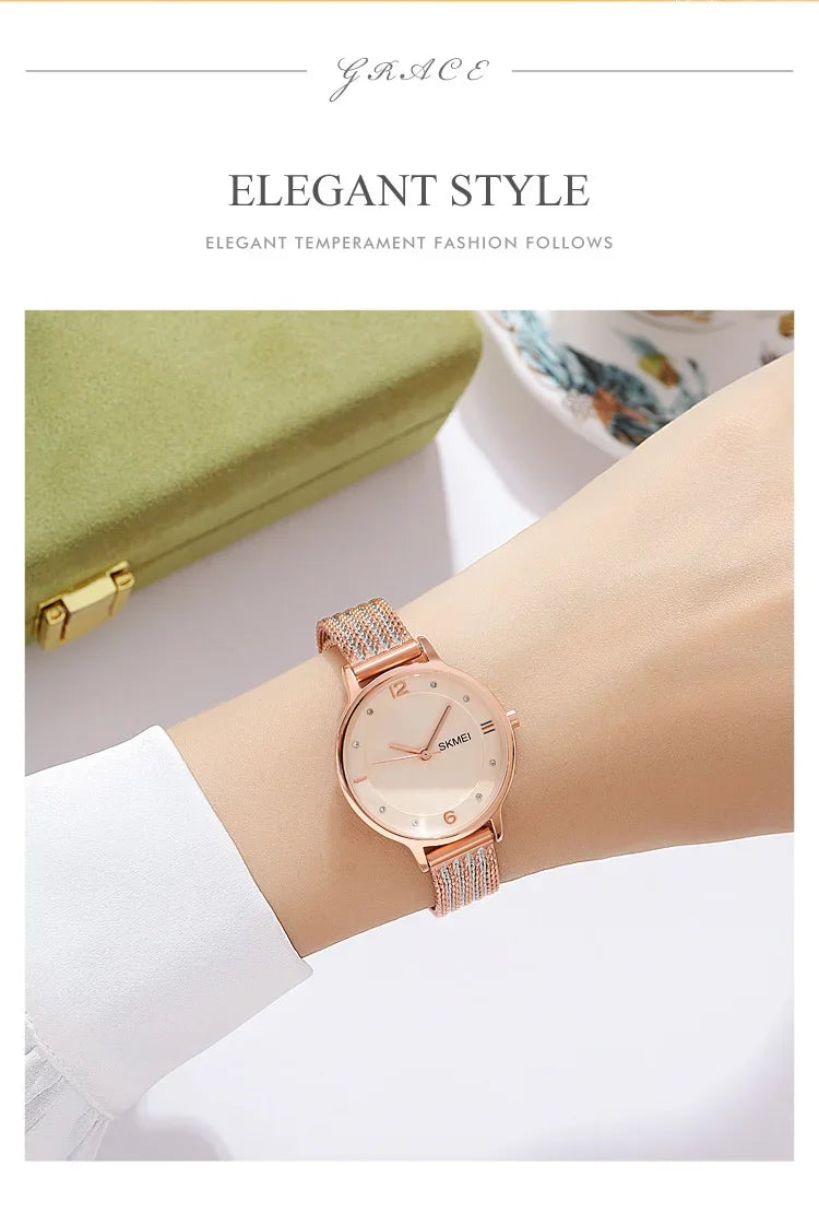 SKMEI 1874 Wristwatches Ladies Steel Bracelet Lady