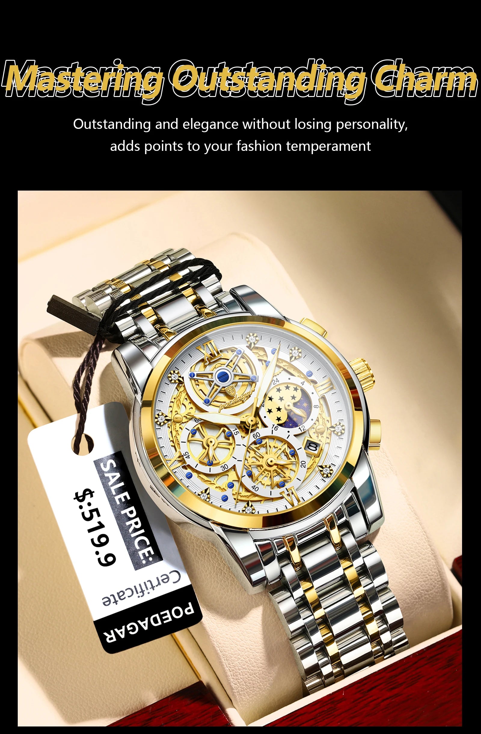 POEDAGAR Wristwatch Stainless Steel