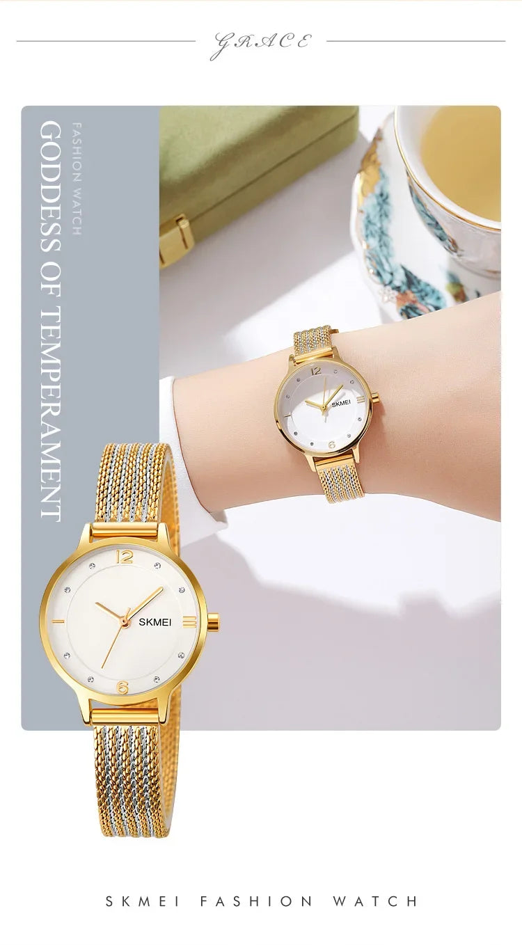 SKMEI 1874 Wristwatches Ladies Steel Bracelet Lady