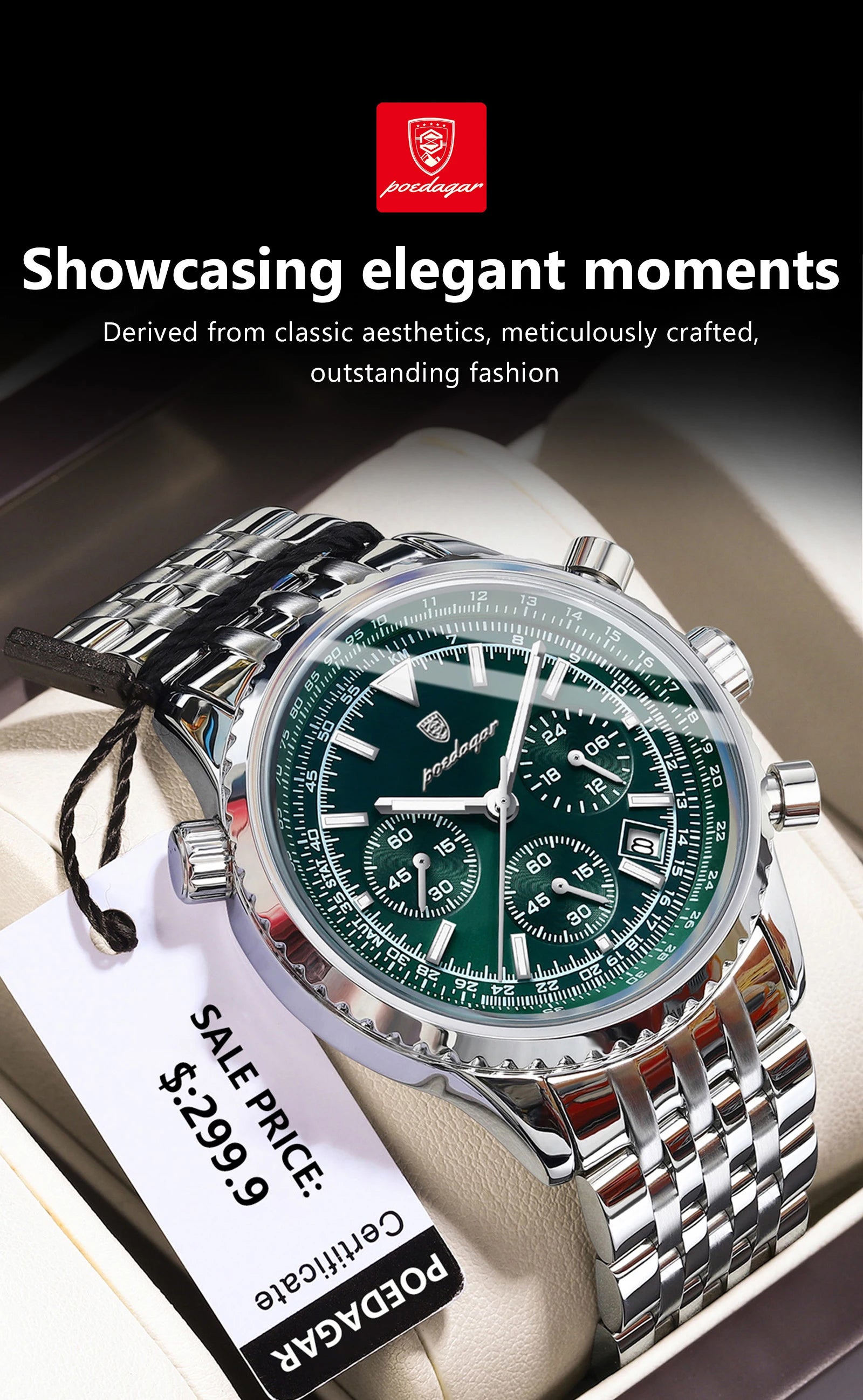 POEDAGAR Man Watch Business Stainless Steel