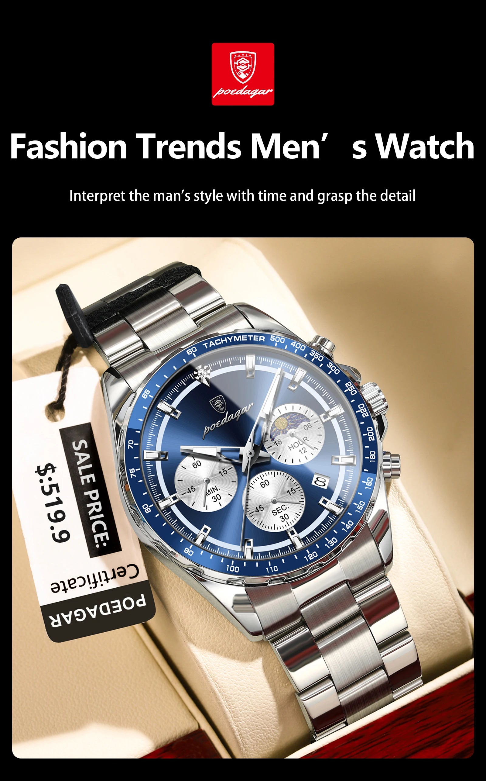 POEDAGAR Original Men Clock Sports 01