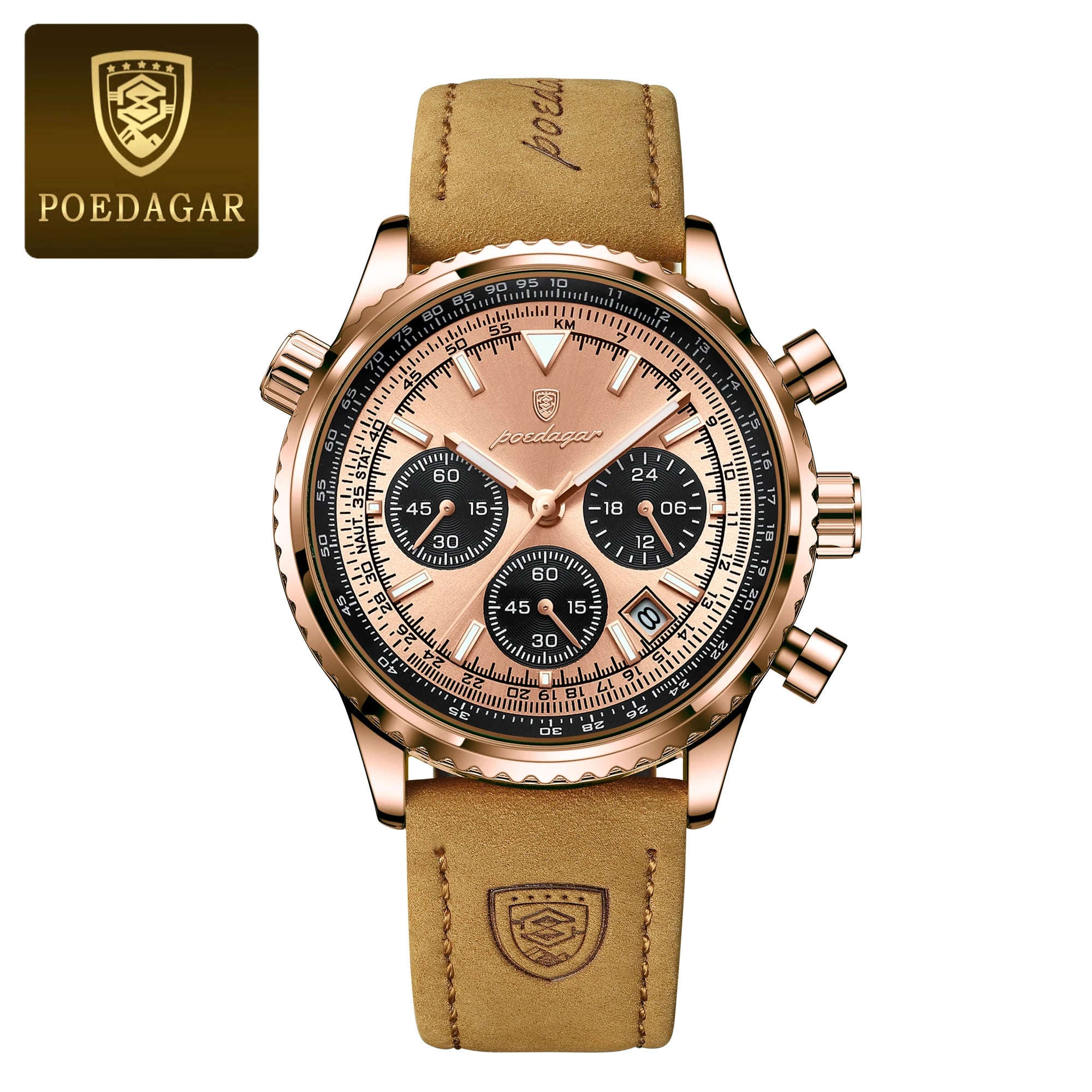 POEDAGAR Top Luxury Men Clock Waterproof