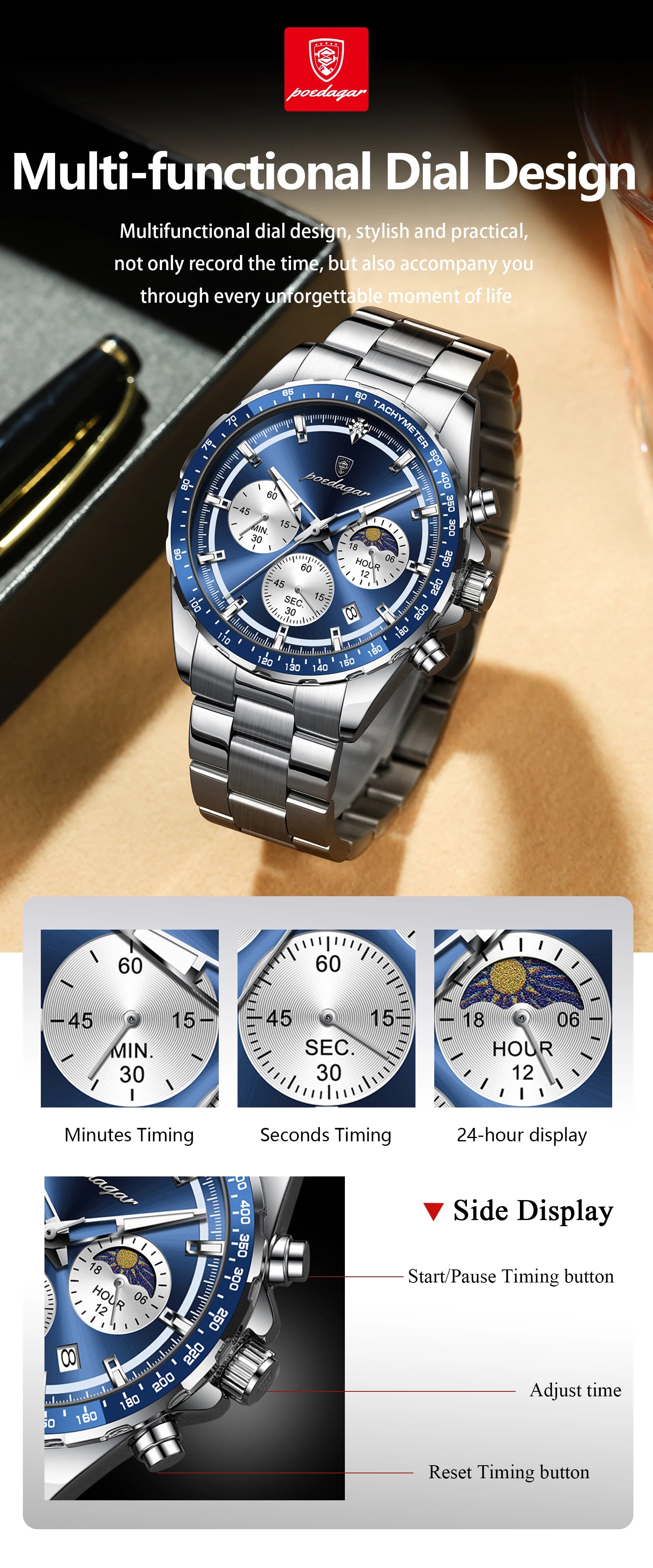 POEDAGAR Original Men Clock Sports 01