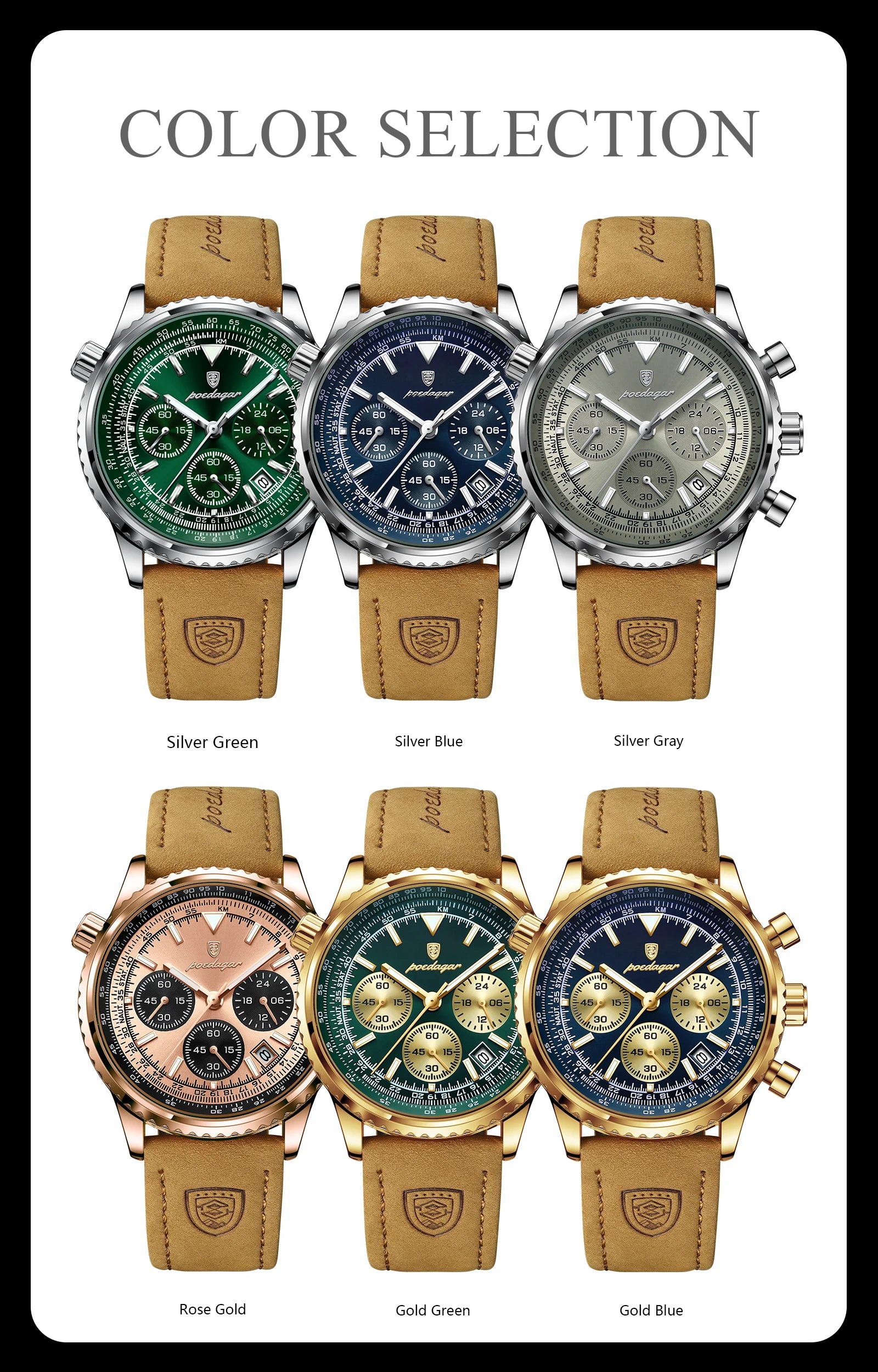 POEDAGAR Top Luxury Men Clock Waterproof