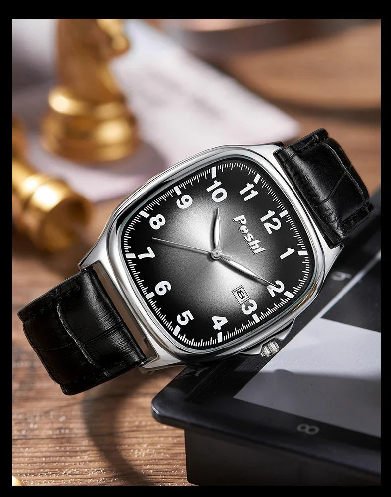 POSHI  - Men's Quartz Watches Leather Strap