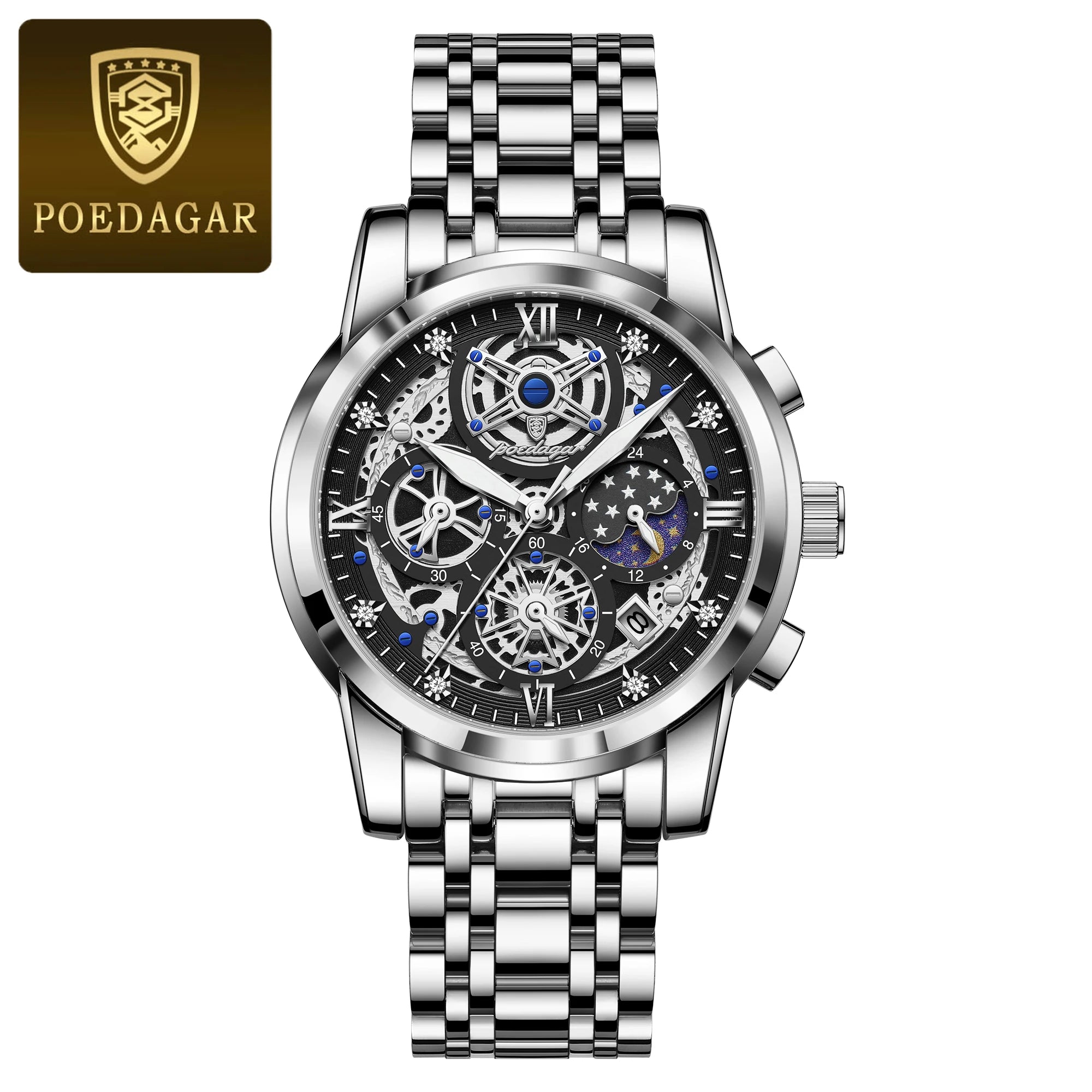 POEDAGAR Wristwatch Stainless Steel