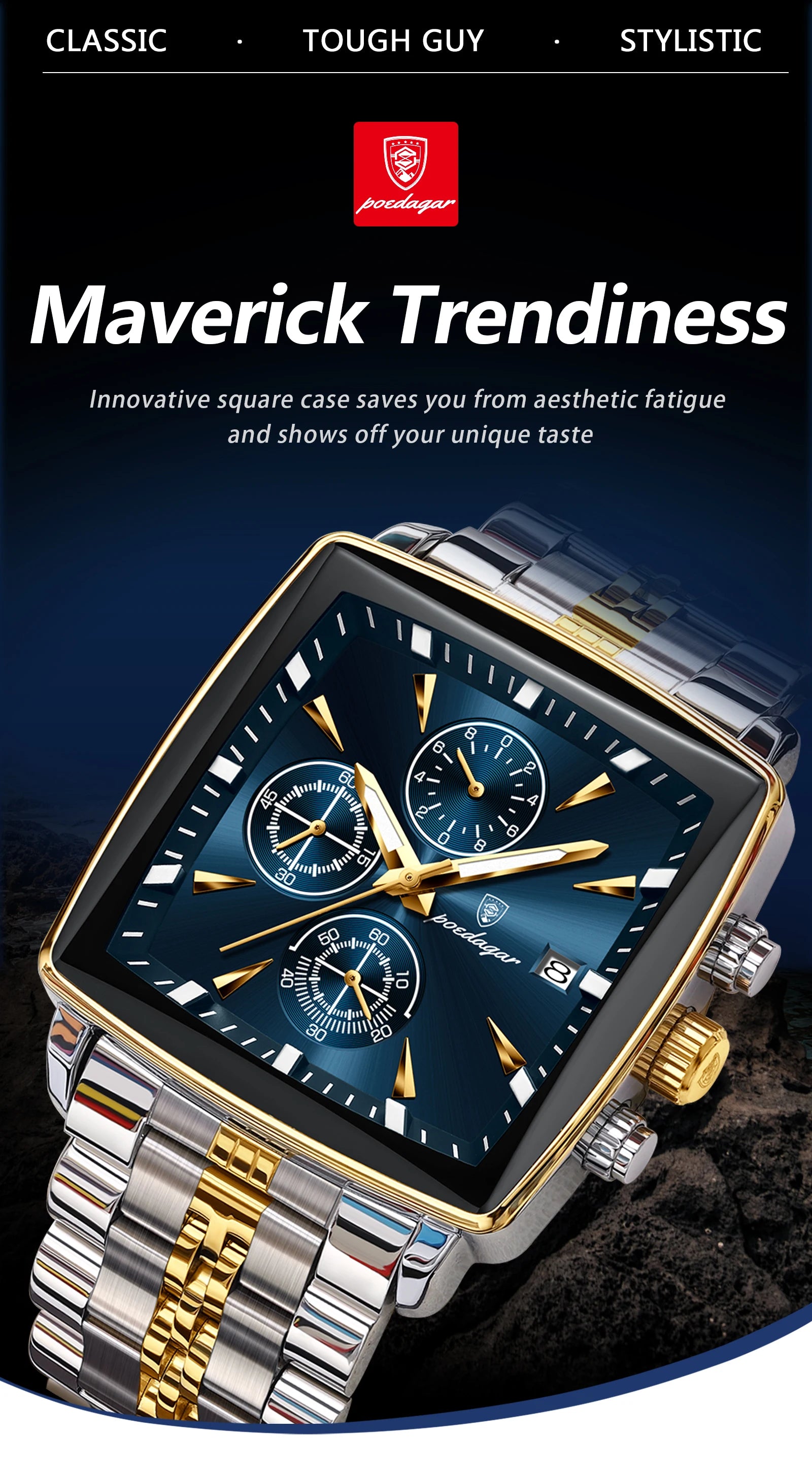 POEDAGAR Fashion Men Watch Luminous