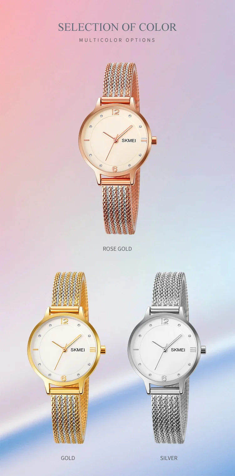 SKMEI 1874 Wristwatches Ladies Steel Bracelet Lady