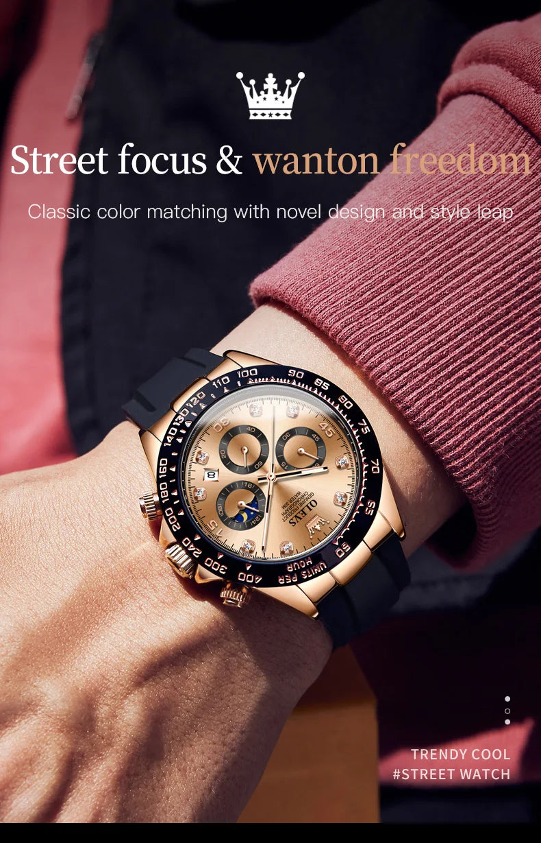 TIME HORAS  19 OLEVS 2875 Luxury Men Watch Quartz Man Watches Waterproof Luminous Top Brand Watch for Men Date Chronograph Sport Wristwatch
