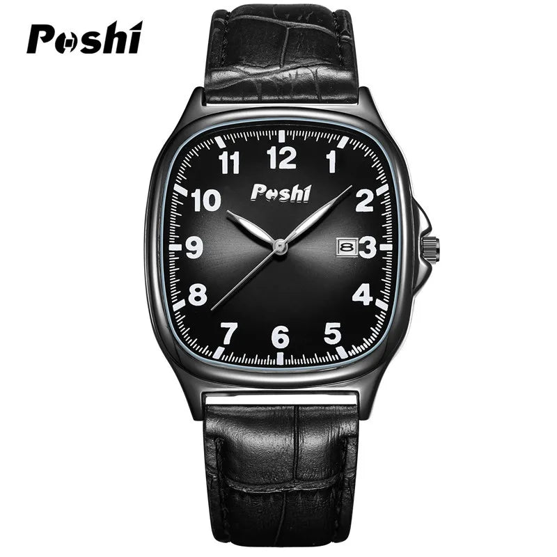 POSHI  - Men's Quartz Watches Leather Strap